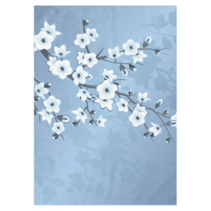 Nappe Fleurs de cerisier miroitantes bleues