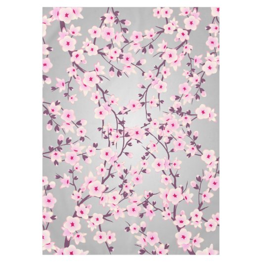 Nappe Fleurs de cerisier rose gris Asie Floral (Devant)