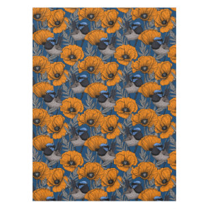 Nappe Fleurs de fleurs et fleurs de pavot orange