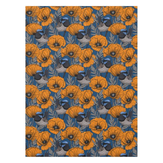 Nappe Fleurs de fleurs et fleurs de pavot orange (Devant)
