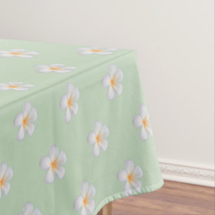 Nappe Fleurs de frangipanier plumeria sur fond vert clai