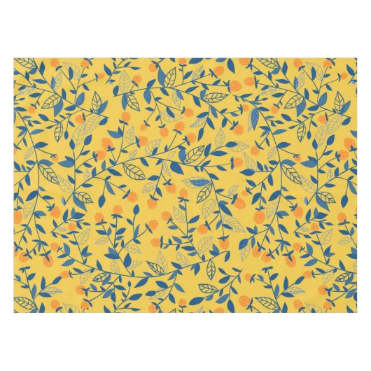 Nappe Fleurs de gribouillis en bleu et jaune (Devant (Horizontal))