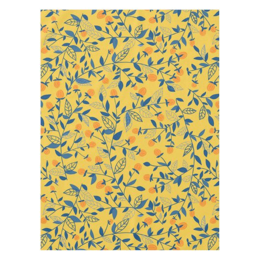 Nappe Fleurs de gribouillis en bleu et jaune (Devant)