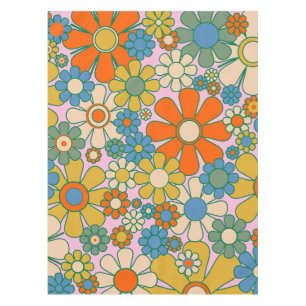 Nappe Fleurs de Jardin Rétro 60s les années 70 motif Flo