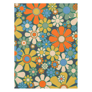 Nappe Fleurs de Jardin Rétro 60s les années 70 motif Flo