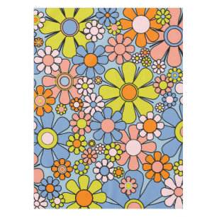 Nappe Fleurs de Jardin Rétro 60s les années 70 Printemps