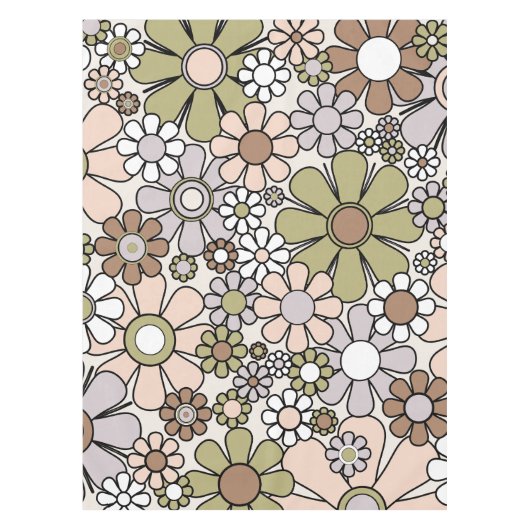 Nappe Fleurs de Jardin Rétro 60s les années 70 Printemps (Devant)