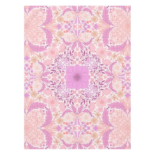 Nappe Fleurs de jardin rétro en rose (Devant)