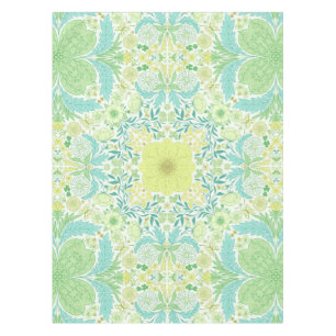 Nappe Fleurs de jardin rétro en vert et jaune