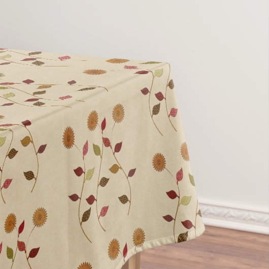 Nappe Fleurs de look lin Feuille Motif (In Situ)