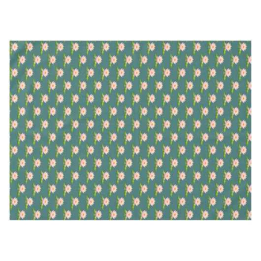 Nappe Fleurs de Lotus Rose et Lily Pads sur Sapphire Gre (Devant (Horizontal))