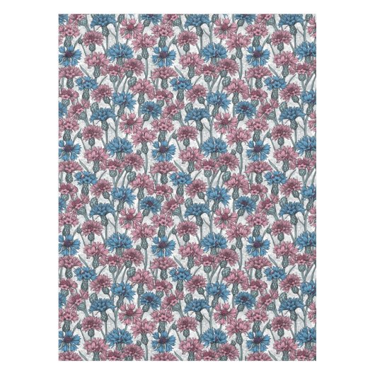 Nappe Fleurs de maïs roses et bleues, fleurs sauvages su (Devant)