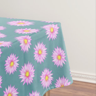 Nappe Fleurs de nénuphar rose sur fond sarcelle