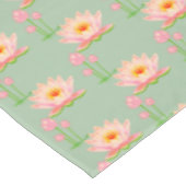 Nappe Fleurs de nénuphar rose sur fond vert laurier (Angle)