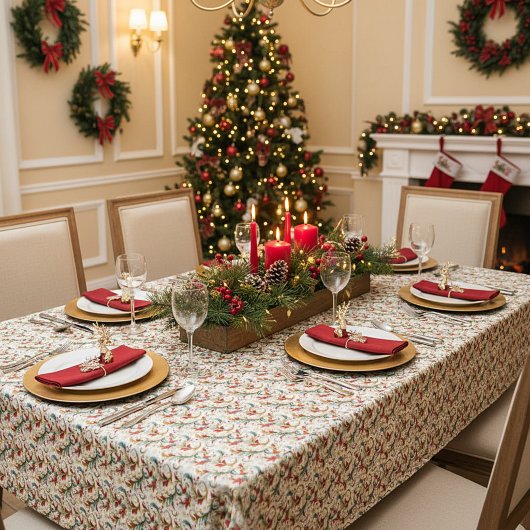 Nappe Fleurs de Noël tourbillonnantes