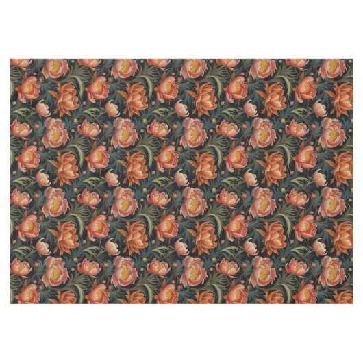 Nappe Fleurs de pivoine orange foncé et moody (Devant (Horizontal))