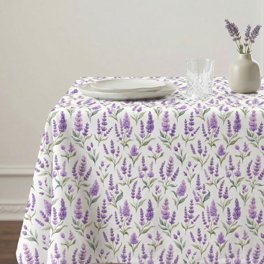 Nappe Fleurs de Sauge Violette Lavande Verte