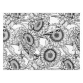 Nappe Fleurs de soleil et ailerons en noir et blanc (Devant (Horizontal))