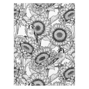 Nappe Fleurs de soleil et ailerons en noir et blanc