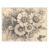 Nappe Fleurs de soleil et papillon - Papier vieilli rust (Devant (Horizontal))