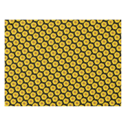 Nappe Fleurs de soleil jaune vif sur noir (Devant (Horizontal))