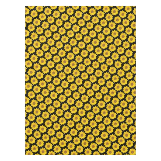 Nappe Fleurs de soleil jaune vif sur noir (Devant)