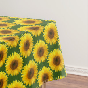 Nappe Fleurs de soleil jaunes sur Forest Green