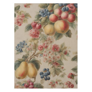 Nappe Fleurs Délicates et Fruits Français. Style Peint