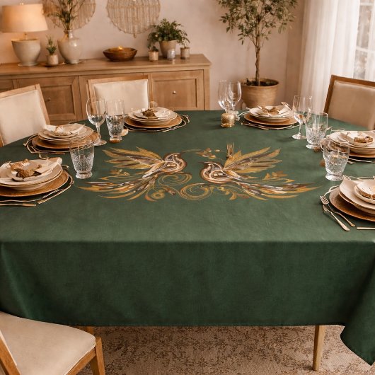 Nappe Fleurs d'oiseau vintage vert