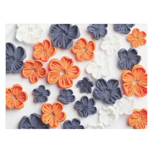 Nappe Fleurs en tissu cousu à la main printemps orange b (Devant (Horizontal))