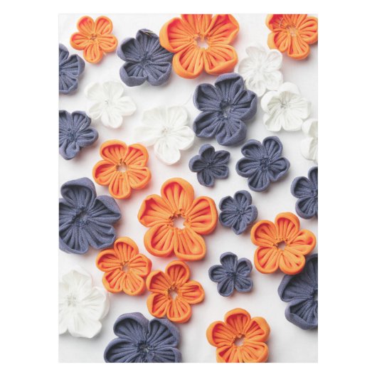 Nappe Fleurs en tissu cousu à la main printemps orange b (Devant)