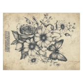 Nappe Fleurs et papillons rustiques - Papier vieilli (6) (Devant (Horizontal))