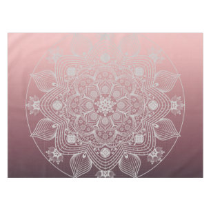 Nappe Fleurs, Feuilles, Dentelle Blanche Floral Mandala 