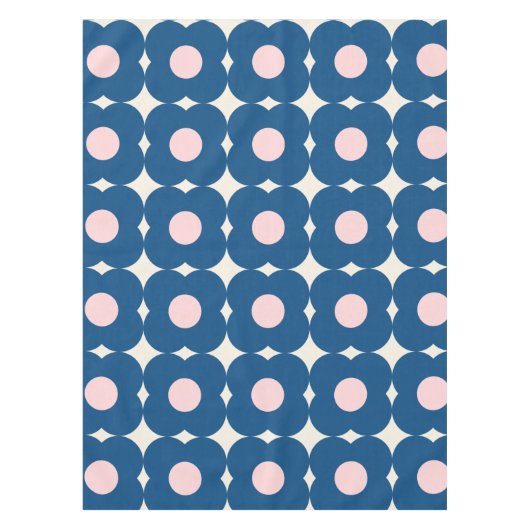 Nappe Fleurs géométriques rétro mignonnes Motif bleu et  (Devant)
