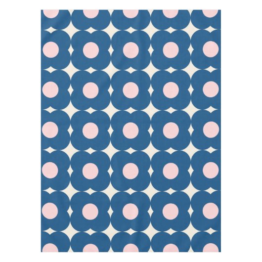 Nappe Fleurs géométriques rétro mignonnes Motif bleu et (Devant)
