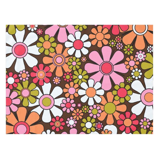 Nappe Fleurs Jardin Rétro Super 60s Motif Floral (Devant (Horizontal))