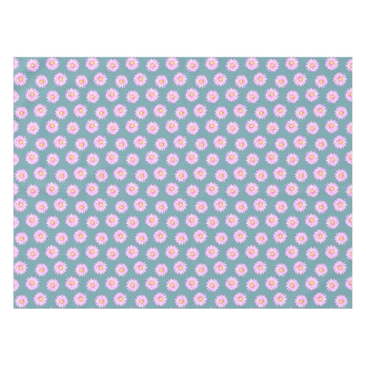 Nappe Fleurs Lys d'eau rose sur Turquoise (Devant (Horizontal))