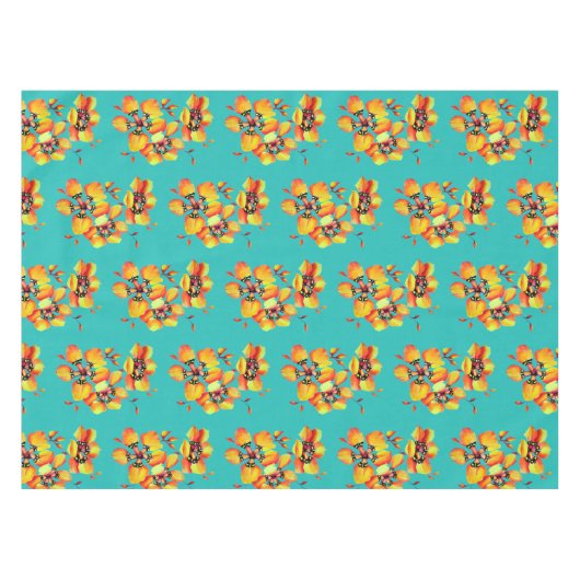 Nappe Fleurs orange élégantes - Aqua (Devant (Horizontal))