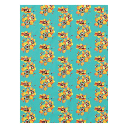 Nappe Fleurs orange élégantes - Aqua (Devant)