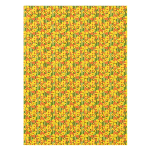 Nappe Fleurs orange jaune rétro des années 1970 (Devant)