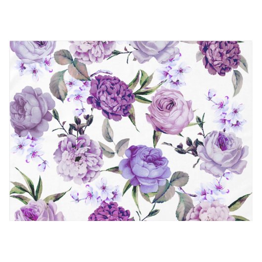 Nappe Fleurs pourpres lilas violettes Girly élégantes (Devant (Horizontal))