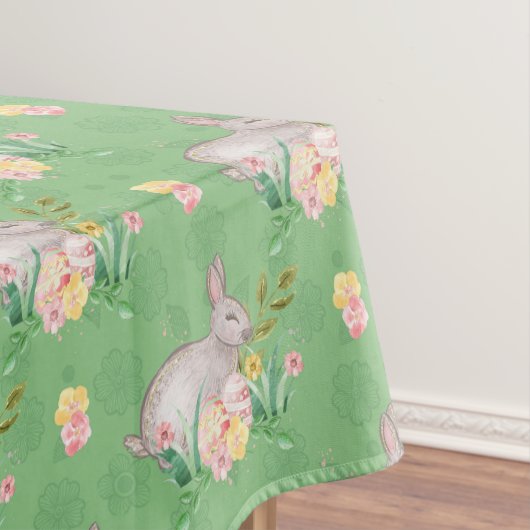 Nappe Fleurs printanières Bunny vintages Pastel Green Pâ (In Situ)