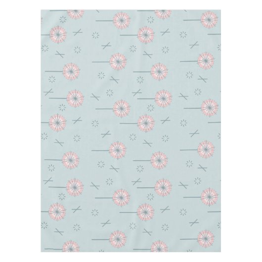 Nappe Fleurs Rétro Atomiques Vert Rose (Devant)