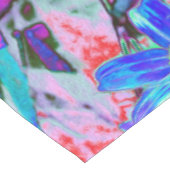 Nappe Fleurs rétro psychédéliques aqua vert et orange (Angle)