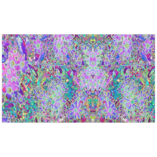 Nappe Fleurs Rose et Violettes Abstraites Psychédéliques (Devant (Horizontal))