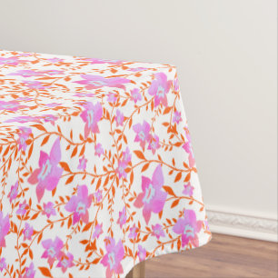 Nappe Fleurs roses et oranges d'aquarelle