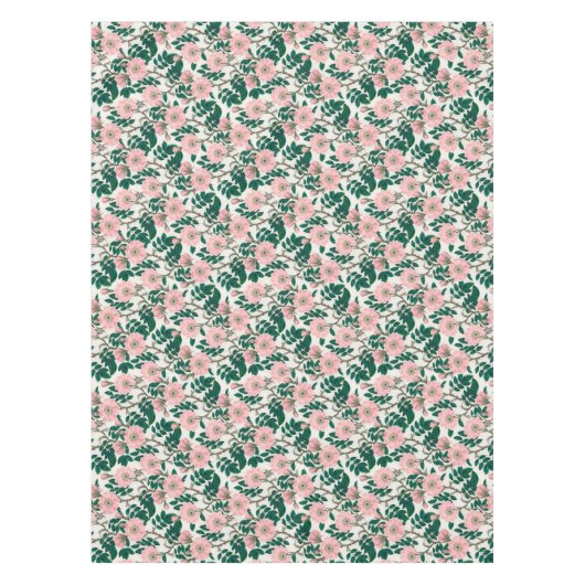 Nappe Fleurs Roses roses et Motif Feuille vert (Devant)