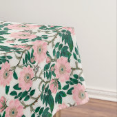 Nappe Fleurs Roses roses et Motif Feuille vert (In Situ)