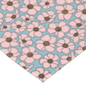 Nappe Fleurs roses sur fond bleu sarcelle (Angle)
