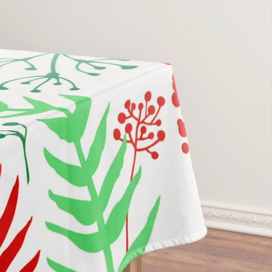 Nappe Fleurs rouges arrondies vert feuille motif (In Situ)